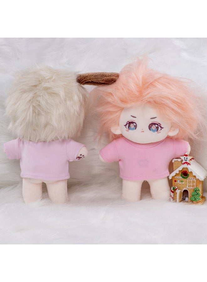 Doll 10/15cm20cm Cotton Doll Black And White Short Sleeve T-shirt Doll Doll Clothes Can Add LOGO Pattern-Specifications:20cm-Color:Orange T-Shirt  - Image 4