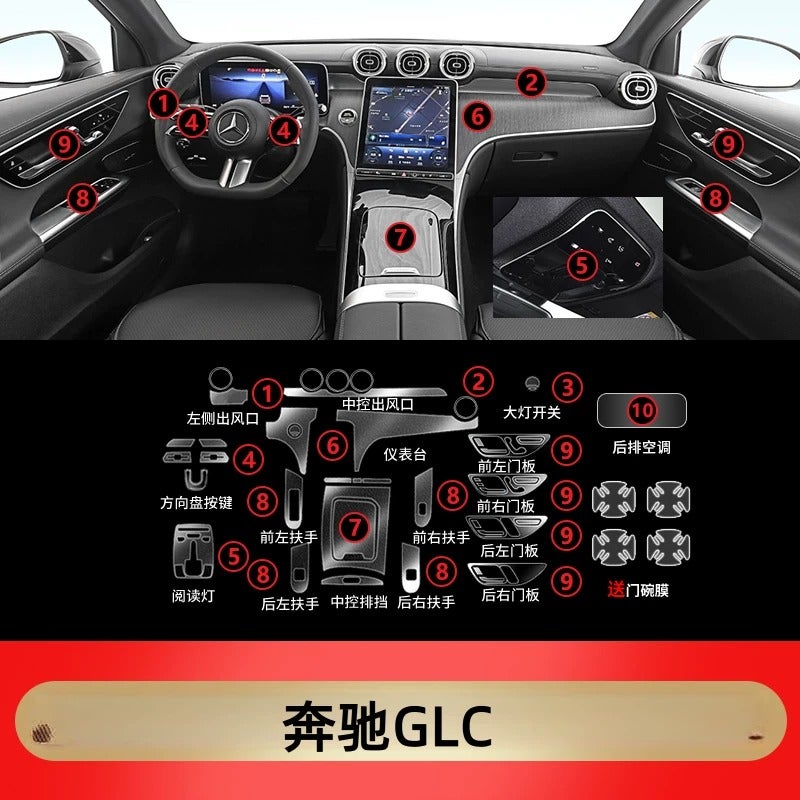 فيلم حماية لشاشة شاشة مرسيدس بنز GLC260 و GLC300 لتزيين الكونسول الوسطي الداخلي وإكسسوارات السيارة