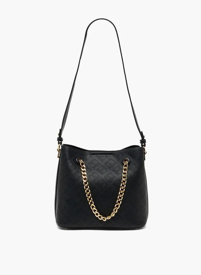 Textured Shoulder Bag With Chain Strap