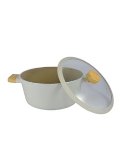 Homemaker 9-Pieces Swiss Crystal High Quality Ceramic Coating Non-Stick Cookware Set - Glass Lids With Protective Silicon Edge - Natural Wood Handles and Knobs - 3 Deep & 1 Low Casseroles - 1 Frypan - Beige  - Image 3