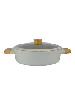 Homemaker 9-Pieces Swiss Crystal High Quality Ceramic Coating Non-Stick Cookware Set - Glass Lids With Protective Silicon Edge - Natural Wood Handles and Knobs - 3 Deep & 1 Low Casseroles - 1 Frypan - Beige  - Image 5