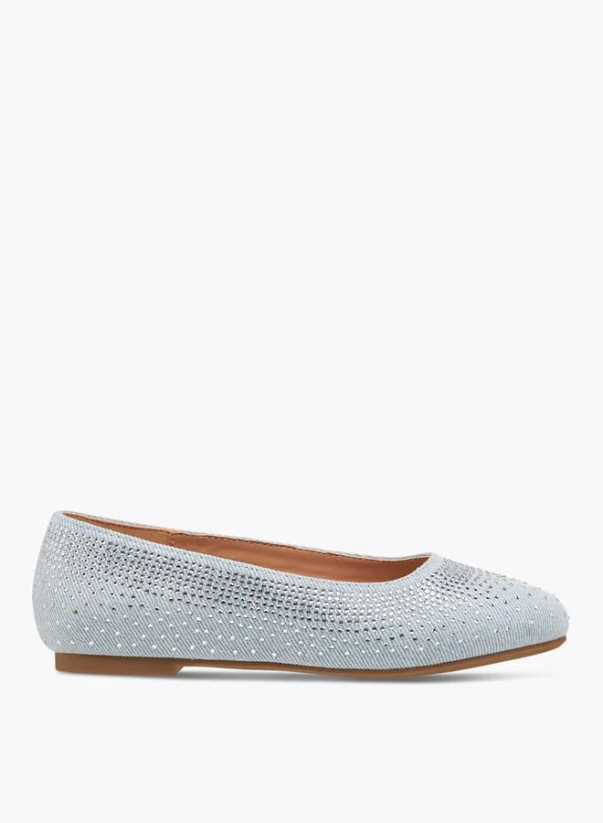 Celeste Girl's Rhinestone Embellished Slip-On Ballerina Shoes
