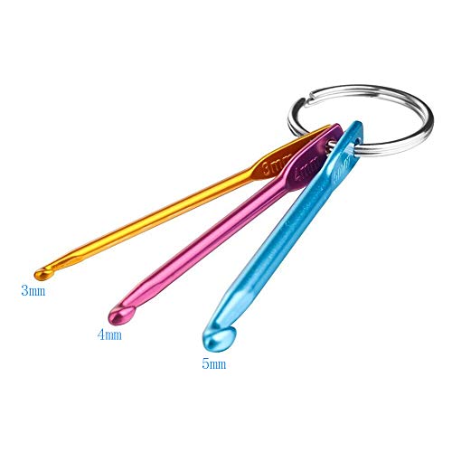Weabetfu Large Size Aluminum Crochet Hook Set 6.5m(K)/8mm(L)/9mm(M)/10mm(N)/12mm(O) Knitting Needles Craft Weave Yarn Set - Mini Keychain Set Included - Image 3