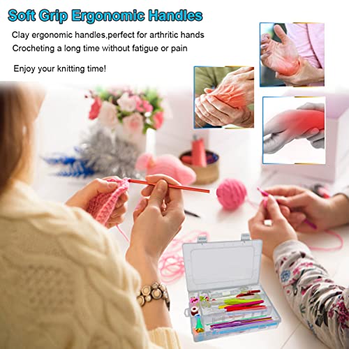Weabetfu Large Size Aluminum Crochet Hook Set 6.5m(K)/8mm(L)/9mm(M)/10mm(N)/12mm(O) Knitting Needles Craft Weave Yarn Set - Mini Keychain Set Included - Image 5