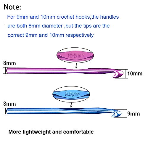 Weabetfu Large Size Aluminum Crochet Hook Set 6.5m(K)/8mm(L)/9mm(M)/10mm(N)/12mm(O) Knitting Needles Craft Weave Yarn Set - Mini Keychain Set Included - Image 4
