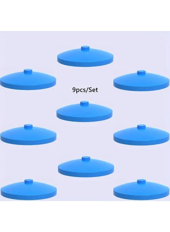 Sky Blue Roundness Base 9pcs Mini Building Blocks DIY Battlefield Scene Play  Birthday Gift - Image 1