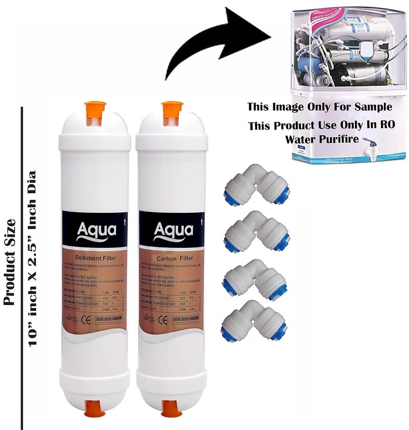 AQUALIQUID RO Aqua Carbon Filter Sediment Filter 4 inch UF Membrane Filter Original Hollow Fiber 0001 Micron 6 pcs Push fit Elbow Suitable for RO Water Purifier Solid Filter Cartridge - Image 4