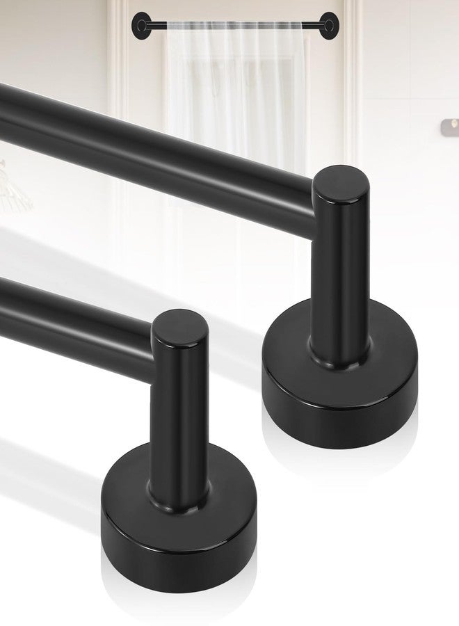 HTZON 2Pack Black Magnetic Curtain Rod,Magnetic Curtain Rod for Door,Adjustable Magnetic Towel Bar,Magnetic Curtain Rods for Metal Doors 16-28 Inch,Tool-Free Magnetic Rod with Leather Protective Cover - Image 1
