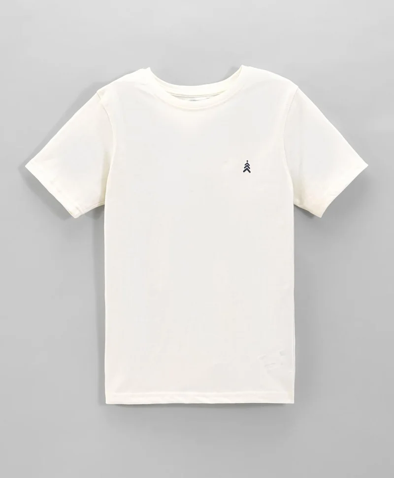 Pine Kids Pine Kids Cotton Knit Half Sleeves T-Shirt With Brand Logo Print - White
