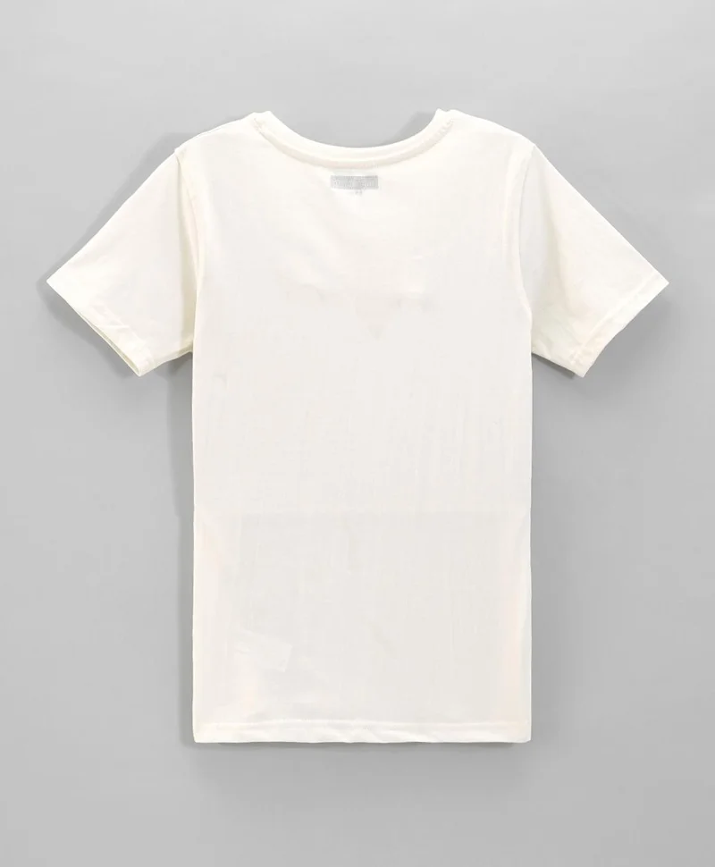 Pine Kids Pine Kids Cotton Knit Half Sleeves T-Shirt With Brand Logo Print - White