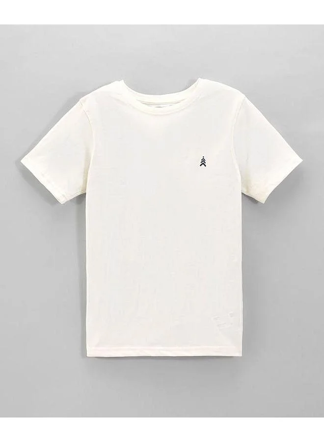 Pine Kids Pine Kids Cotton Knit Half Sleeves T-Shirt With Brand Logo Print - White