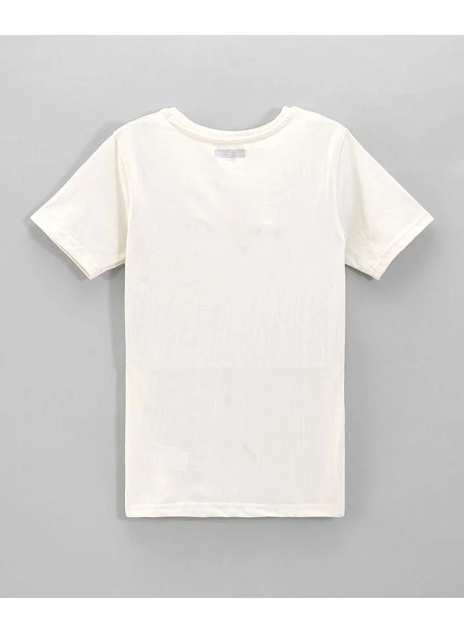 Pine Kids Pine Kids Cotton Knit Half Sleeves T-Shirt With Brand Logo Print - White