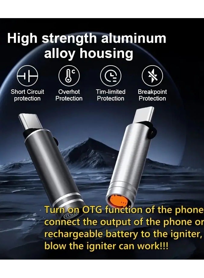 Convenient New Emergency C-Type Lighter – No Battery Needed, USB-C OTG Powered, Aluminum Alloy Shell for Outdoor Camping & Everyday Use - Image 5