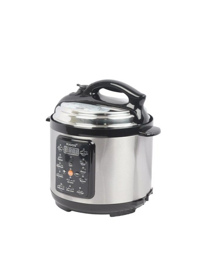 KROOS Electric Pressure Cooker with a Defrosting Grid, the outer body is made of stainless steel, the inner pot is made of aluminum, black/silver - Image 2