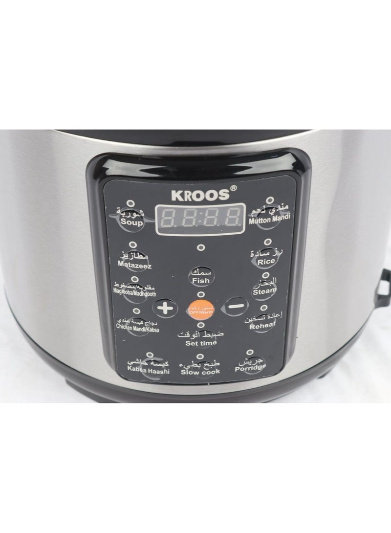 KROOS Electric Pressure Cooker with a Defrosting Grid, the outer body is made of stainless steel, the inner pot is made of aluminum, black/silver - Image 3