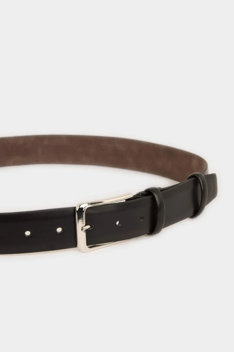 ديفاكتو Man Rectangle Clasp Faux Leather Classic Belt