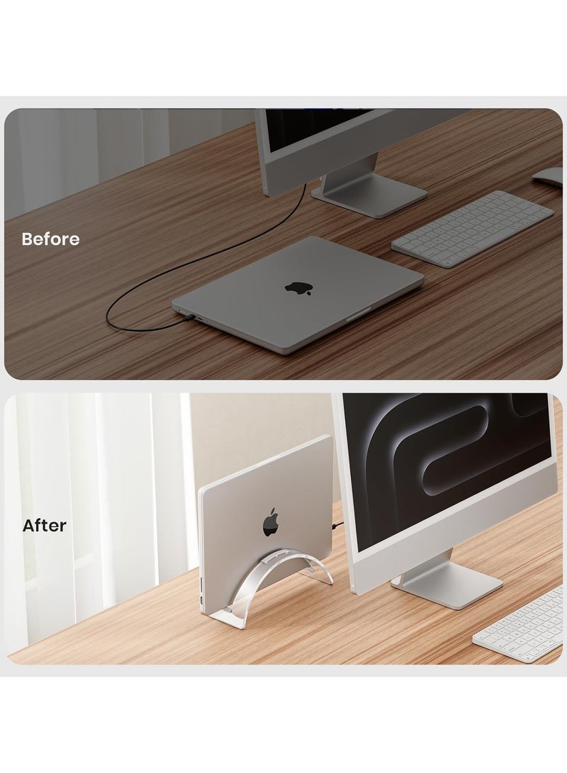 Digipace Acrylic Vertical Laptop Stand for Desk,Acrylic Invisible Desktop Notebook Dock,Vertical Laptop Holder Space-Saving Organizer for All MacBook, Surface, Samsung, HP, Dell - Image 5