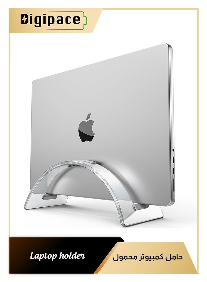 Digipace Acrylic Vertical Laptop Stand for Desk,Acrylic Invisible Desktop Notebook Dock,Vertical Laptop Holder Space-Saving Organizer for All MacBook, Surface, Samsung, HP, Dell - Image 1