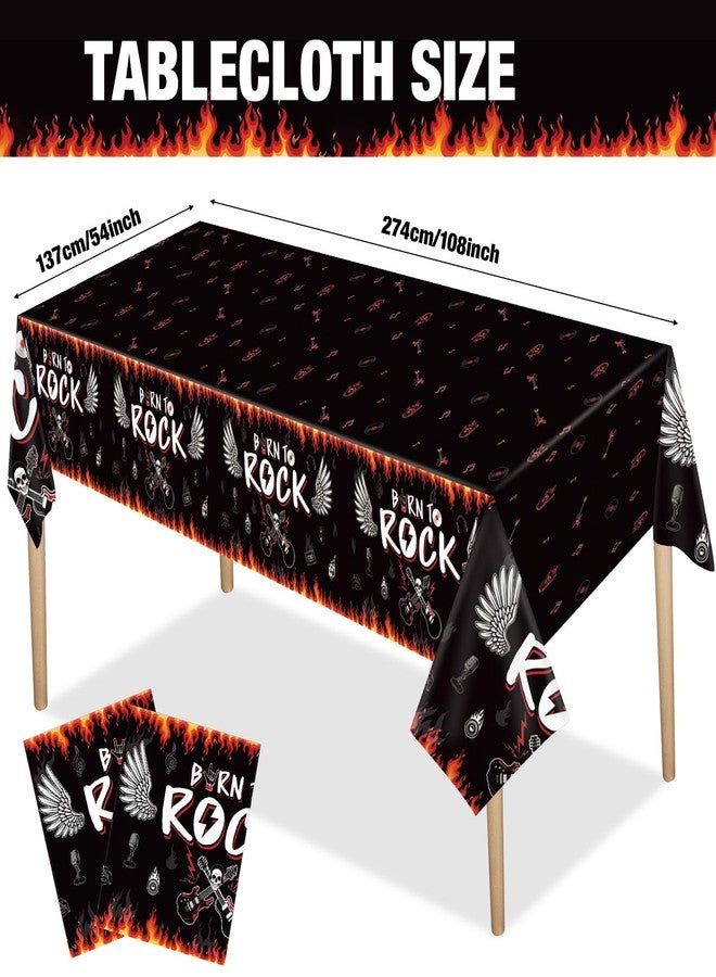 Yaomiao 172 Pcs Rock Theme Party Supplies Born to Rock Banner Music Note Garland Music Party Tableware Set Included Plates Napkins Cups Tablecloth Birthday Decorations - Image 3