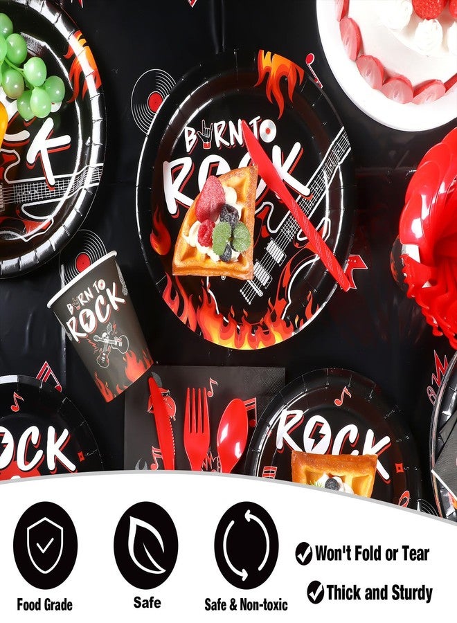 Yaomiao 172 Pcs Rock Theme Party Supplies Born to Rock Banner Music Note Garland Music Party Tableware Set Included Plates Napkins Cups Tablecloth Birthday Decorations - Image 4