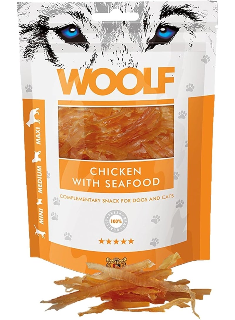 Woolf Chicken and seafood dog and cat food, 100g - Image 1