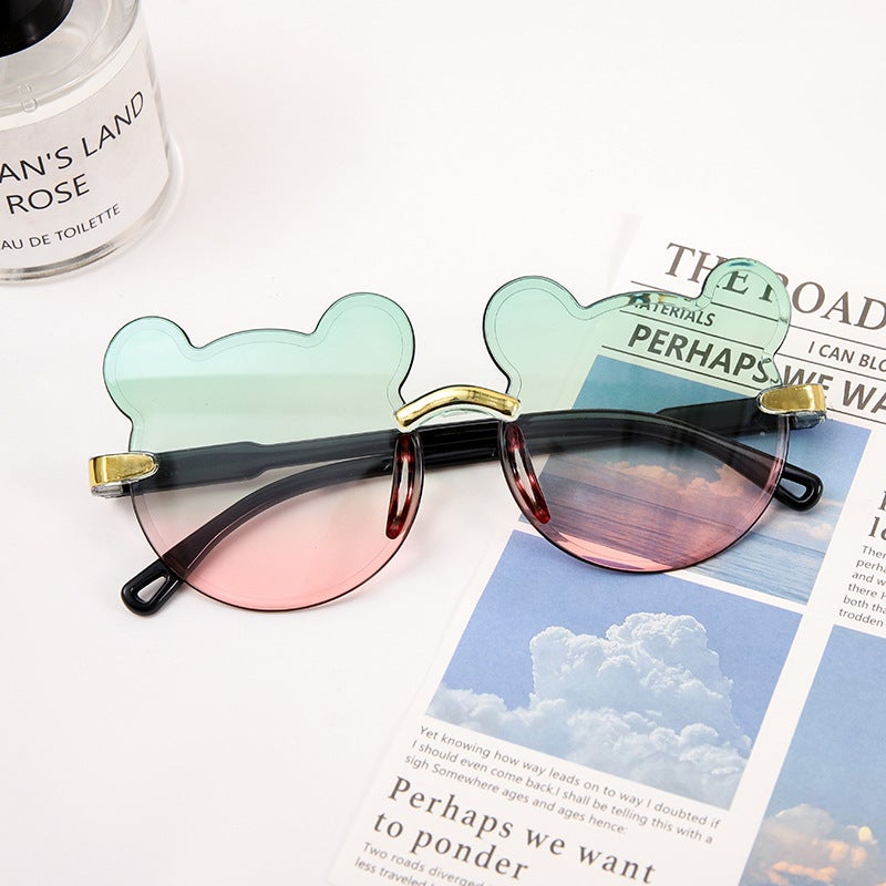 Generic Kids Bear Sunglasses UV Protection Gradient Green and pink 