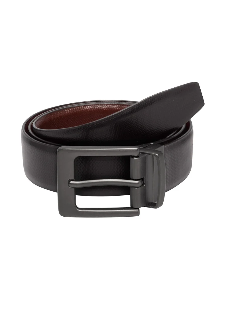 تيك وود Reversible Genuine Leather Black Brown Belt for Men