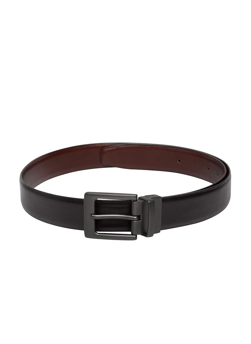 تيك وود Reversible Genuine Leather Black Brown Belt for Men