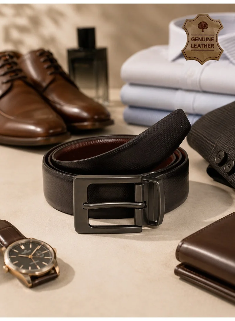 TEAKWOOD Teakwood Genuine Leather Reversible Belt for Men | Black & Brown Dual Color | Formal & Casual Belt | Rotating Pin Buckle | Adjustable Size | Durable Premium Finish | Ideal for Office & Daily Wear
