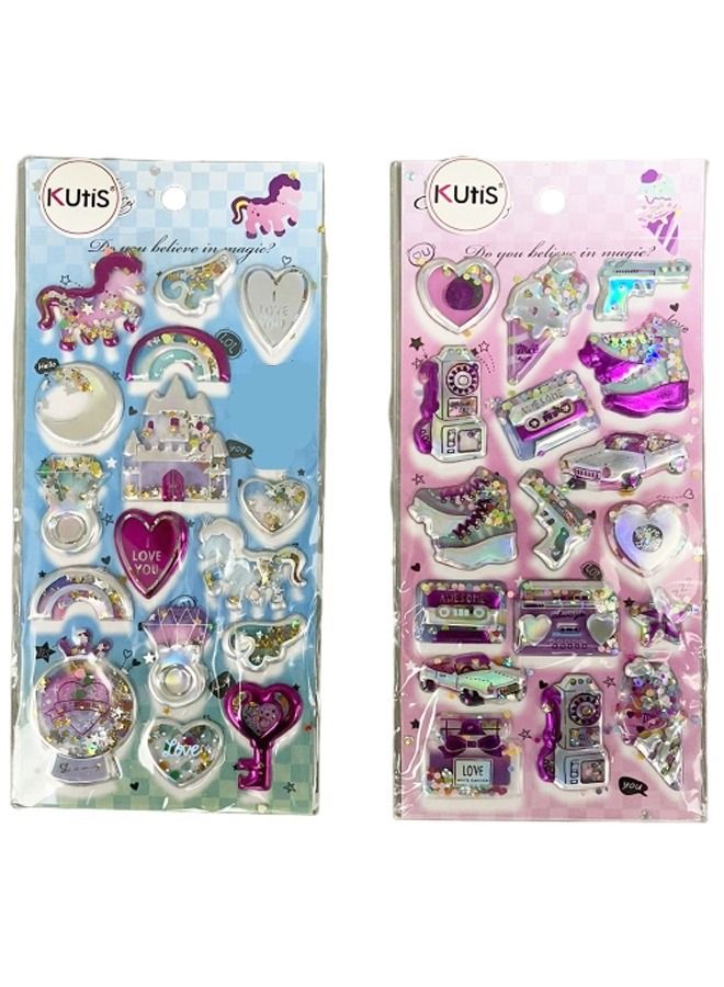 Kutis 2-Set Stickers for Laptop Water Bottle Party Supplies Shiny Barbie Style - Image 1