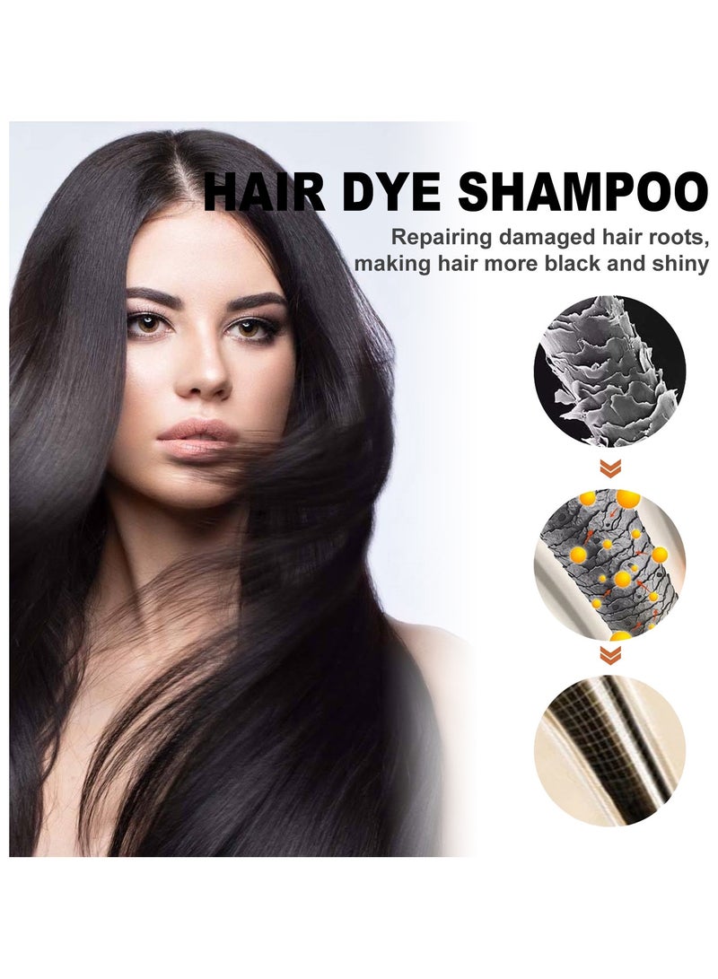 EELHOE Black Hair Dye Shampoo for Gray Hair, Hair Color Shampoo for Women Men Gray Coverage, Herbal Ingredients 3 in 1 Black Hair Dye - Image 4