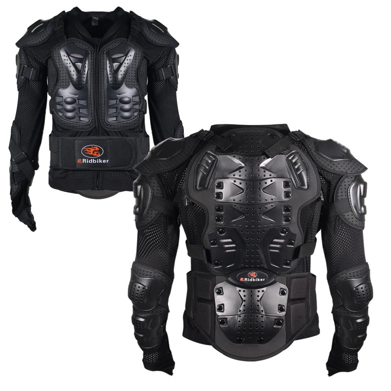 سترة حماية دراجة نارية RIDBIKER درع كامل للجسم حماية الصدر والعمود الفقري معدات دراجة ترابية للرجال موتوكروس سباق MTB الطرق الوعرة كبيرة سوداء