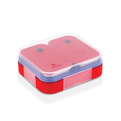 ATTRO Admire 2 Insulated Lunch Box | 2 Removable Stainless Steel Containers with Lids | BPA-Free, Food Grade, Leak-Proof| Ideal for School, Office & Outdoor Use| 800ml, Cherry Red - Image 1