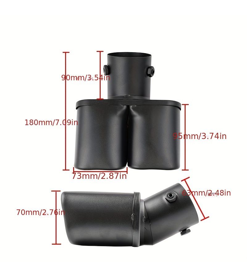 Matte Black Straight Stainless Steel Dual Exhaust Nozzle Square Design For Car Exhaust Pipe - Image 4