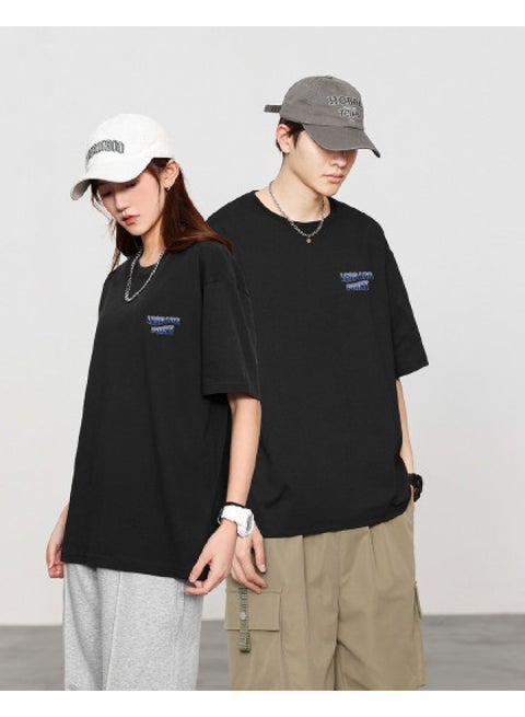 Couple T-shirts Summer Matching Outfits For Men & Women, Loose Fit Short Sleeve Tees, Trendy Oversized Drop Shoulder Tops For Teens Couples