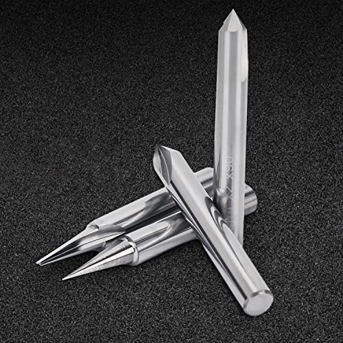 SILIVN Engraving CNC Wood Carving Router Bit 1/4 Shank 15°/20°/60°/90° Engraving Bits, 2 Flutes Straight CNC V-bit Tungsten Steel Marking Conical Engraving Router Tool - Image 3
