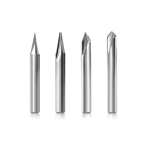 SILIVN Engraving CNC Wood Carving Router Bit 1/4 Shank 15°/20°/60°/90° Engraving Bits, 2 Flutes Straight CNC V-bit Tungsten Steel Marking Conical Engraving Router Tool - Image 1