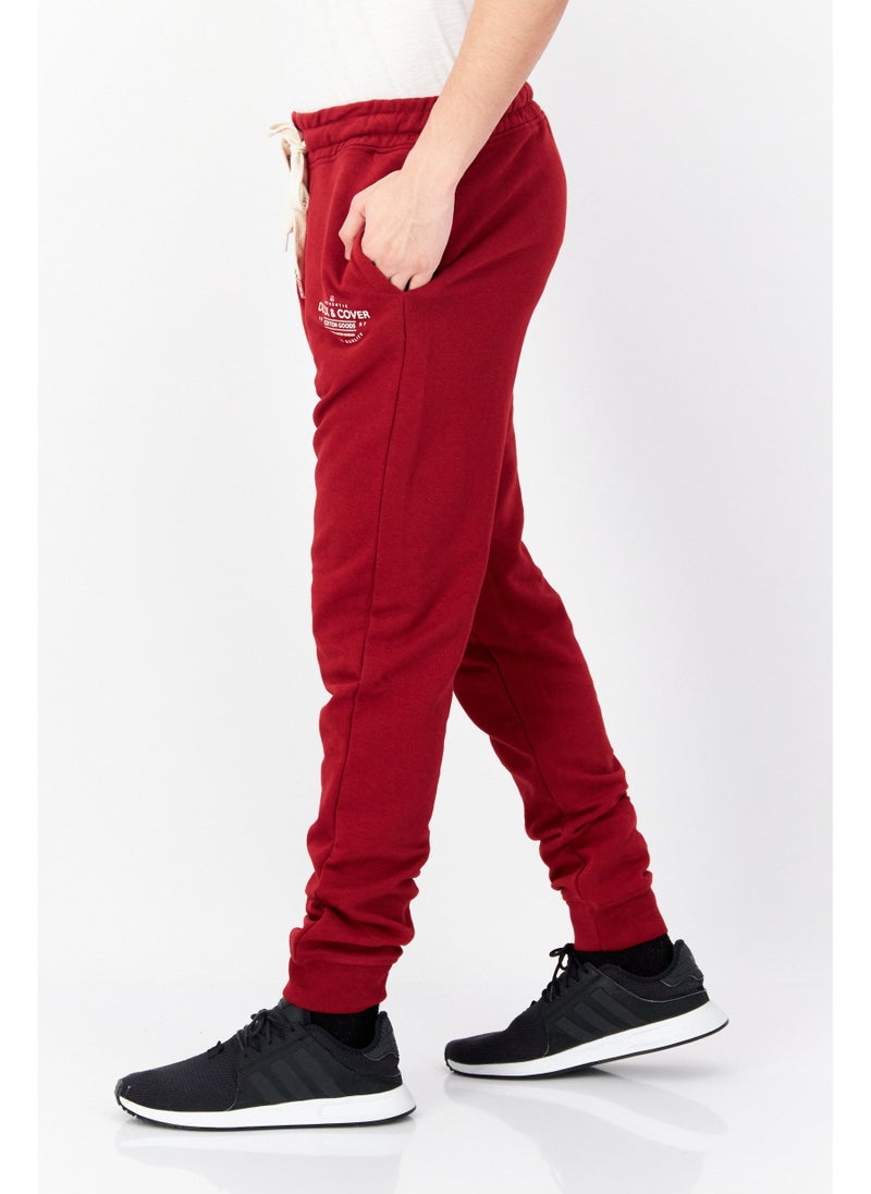 DUCK AND COVER Men Drawstring Brand Logo Sweatpants, Red - Image 5