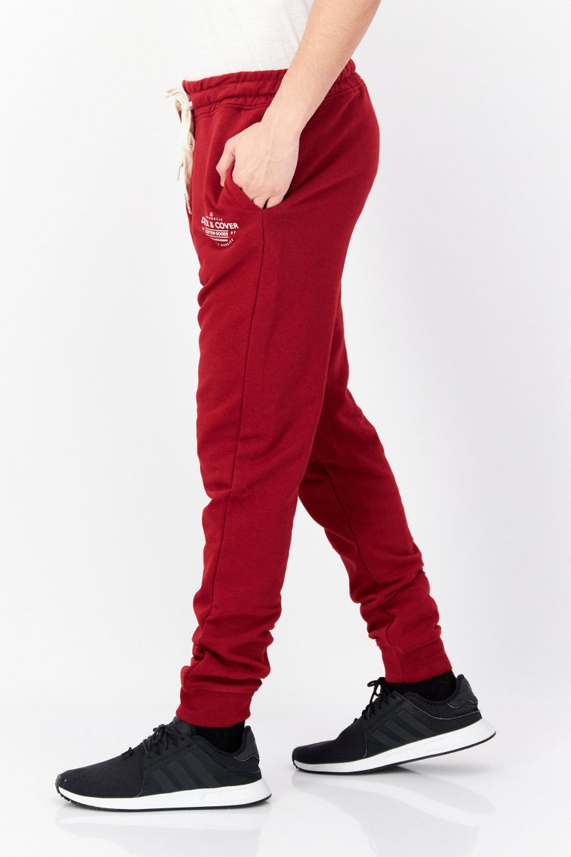 DUCK AND COVER Men Drawstring Brand Logo Sweatpants, Red - Image 3