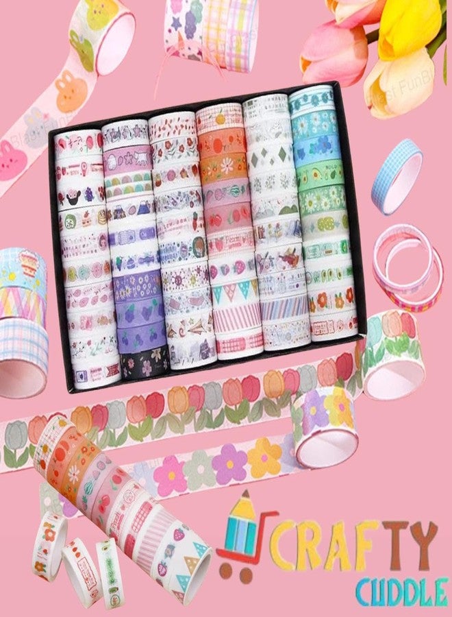 Crafty Cuddle مجموعة شريط واشي كرافتي كادل، شريط ورقي ياباني مزخرف لتزيين سجلات القصاصات، والمخططات، وتغليف البطاقات/الهدايا، وديكورات الأعمال اليدوية، ومستلزمات الحرف اليدوية، تصميم مطبوع متعدد الألوان - 30 قطعة، 4 سم - Image 5