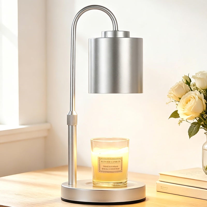 CASTLELIFE Candle Warmer Lamp with Timer Dimmer Height Adjustable Electric Wax Melt Warmer for Jar Candles Gifts for Mom Home Decor Silver - Image 2