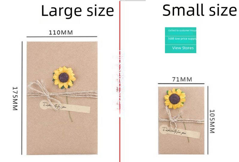 Retro Kraft Paper Dried Flower Greeting Card Creative Casual Diy Birthday Women'S Day Mother'S Day Blessing Card - Image 4