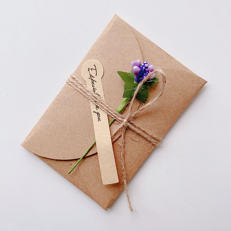 Retro Kraft Paper Dried Flower Greeting Card Creative Casual Diy Birthday Women'S Day Mother'S Day Blessing Card - Image 1