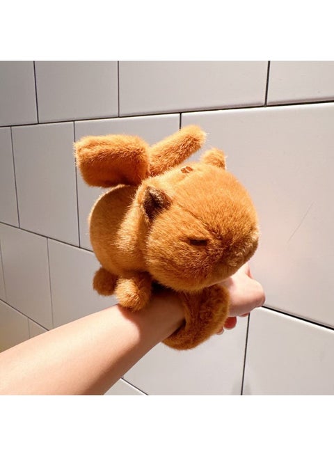 Capibala Capybara Pop Circle Turn Tail Blow Bubble Pull Nose Tortoise Plush Toy Pendant-Color:Capybara Snap Circle Brown Turning Wings-Height:Four-link Chain