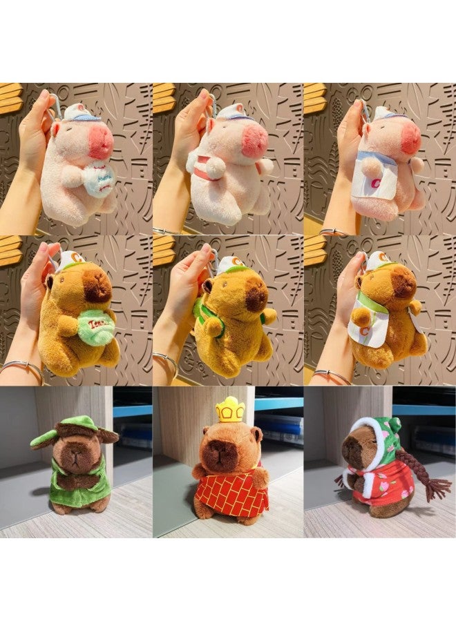 Capibala Capybara Pop Circle Turn Tail Blow Bubble Pull Nose Tortoise Plush Toy Pendant-Color:Capybara Snap Circle Brown Turning Wings-Height:Four-link Chain