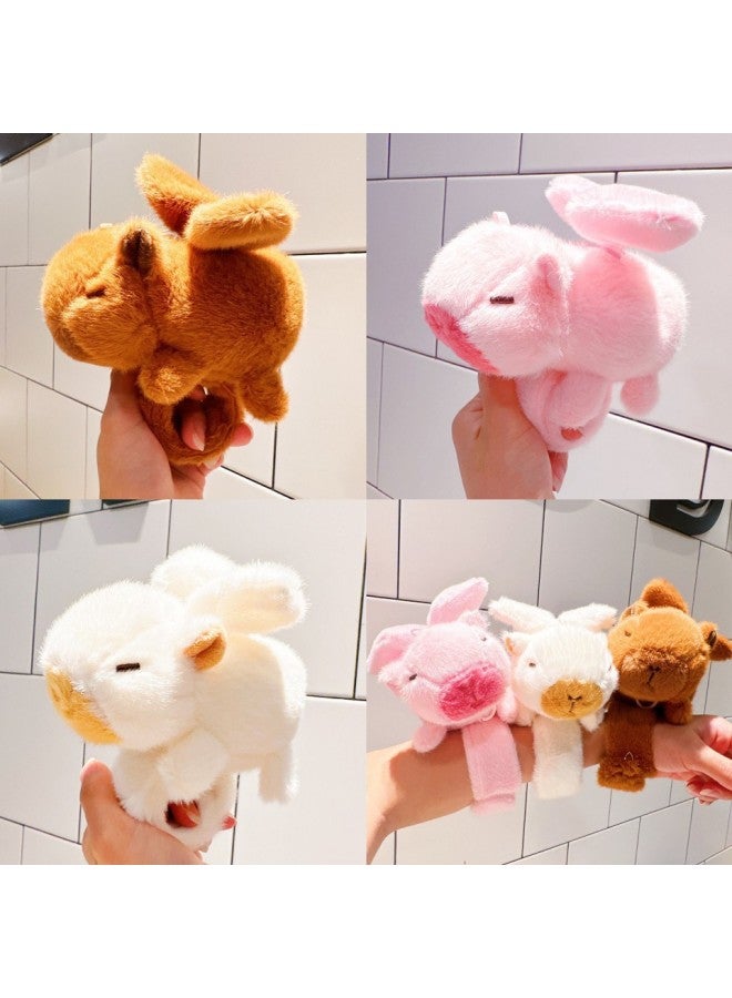 Capibala Capybara Pop Circle Turn Tail Blow Bubble Pull Nose Tortoise Plush Toy Pendant-Color:Capybara Snap Circle Brown Turning Wings-Height:Four-link Chain