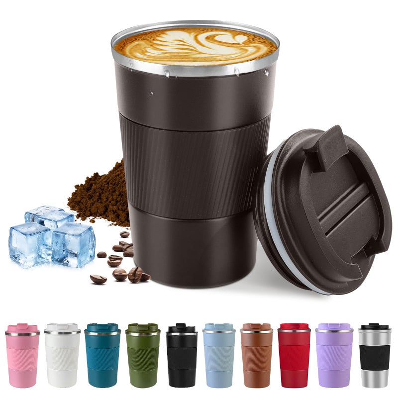 SPLMIFA Vacuum-Insulated Stainless Steel Travel Coffee Mug, Leak-Proof Reusable Coffee Cup with Lid - Keep Hot & Cold Drinks for Hours, Durable Insulated Tumbler for Men & Women(3rd-Dark Coffee, 17OZ) - Image 1