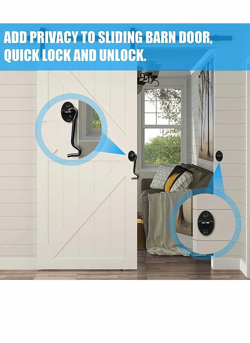 3Pack Privacy Hook and Eye Latch Door Latch 4” for Upgrade Heavy Duty Barn Door Lock, Gate Latch, Cabin Hooks with mounting Screw, Best for Sliding Door, Bathroom, Window (Black) - Image 2