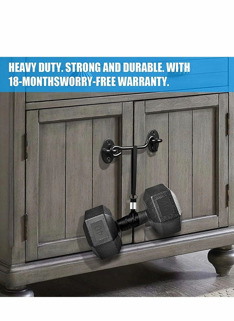3Pack Privacy Hook and Eye Latch Door Latch 4” for Upgrade Heavy Duty Barn Door Lock, Gate Latch, Cabin Hooks with mounting Screw, Best for Sliding Door, Bathroom, Window (Black) - Image 4