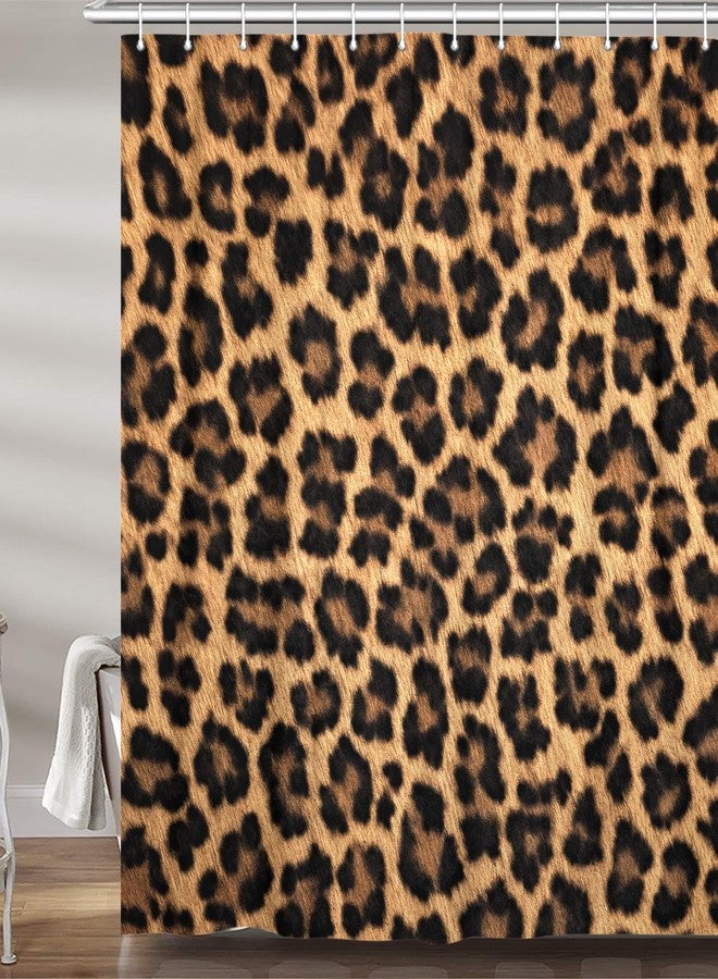 MERCHR Cheetah Leopard Print Shower Curtain, Safari Animal Black Brown Fabric Shower Curtains Set for Bathroom Decorative, Restroom Decor Accessories with Hooks 72X72 Inch - Image 1